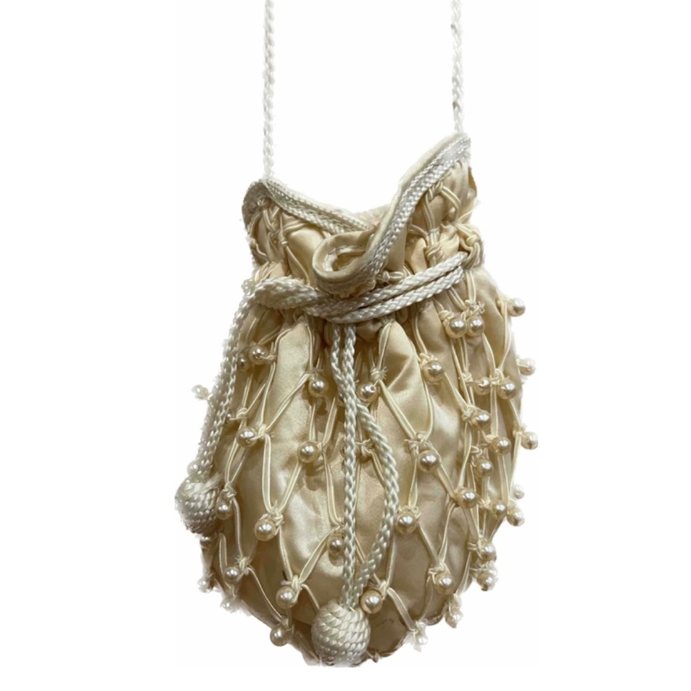Vintage Avon Cream Pearl Satin bag